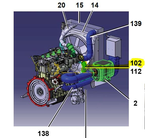 Патрубок радиатора ВКМ2020 нижний 15058214-1